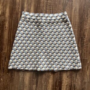 MNG Geometric Patterned Skirt - Blue and Tan Small